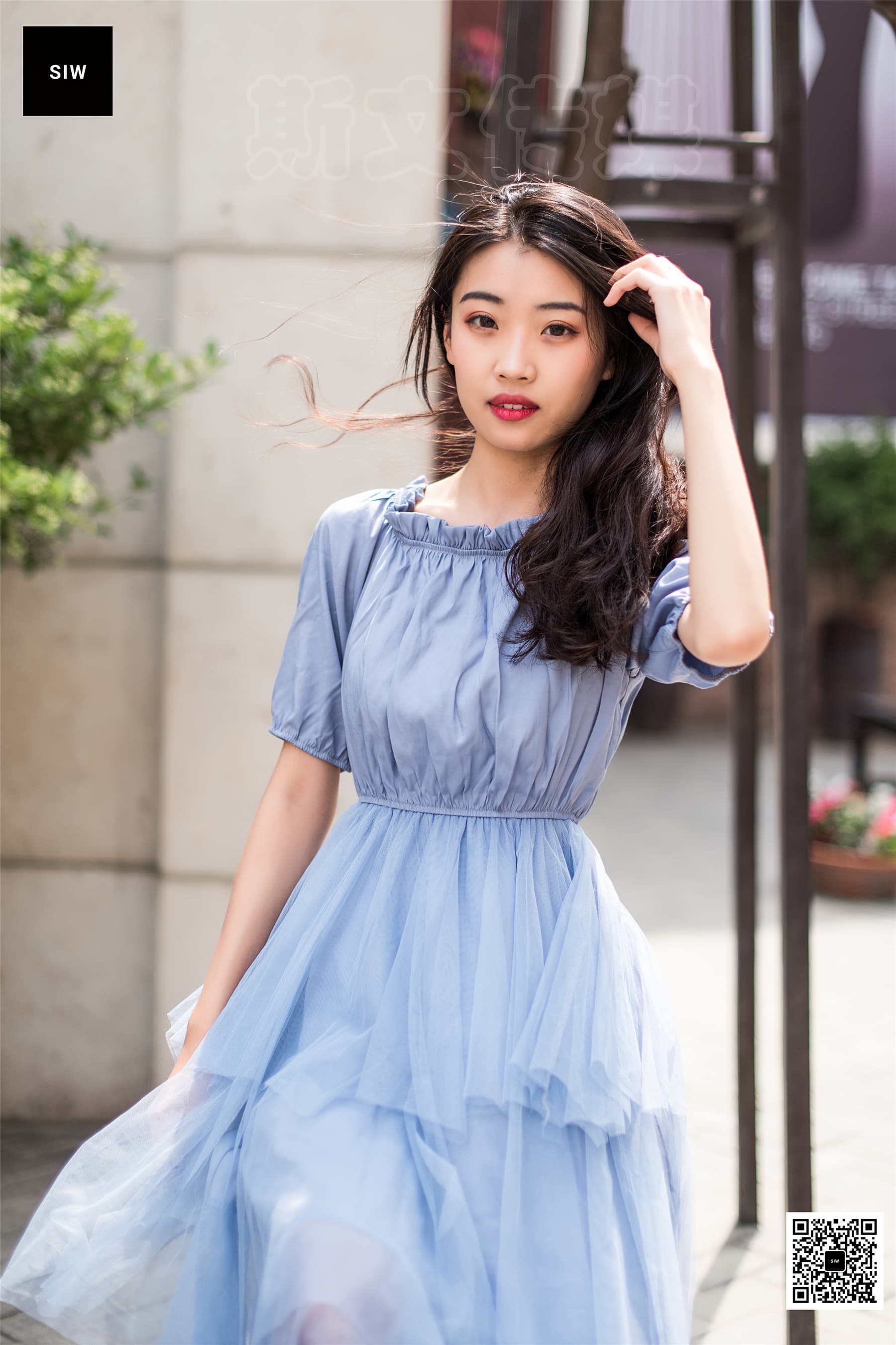 NO.039 淡蓝清纯蓬袖双层纱仙女连身裙（蓉儿） – [SIW斯文传媒] - 喵图录